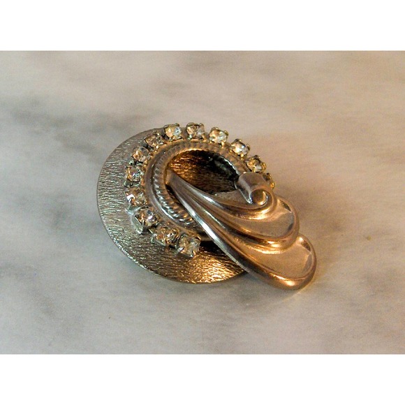 Vintage Silver Retro Diamond Rhinestone Brooch Pin , Circa 1950 s - Picture 5 of 5